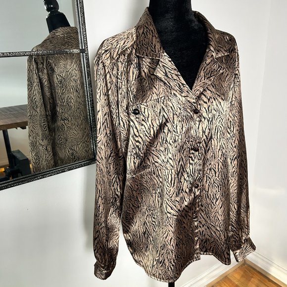 Vintage long sleeve Regina Porter M zebra print black and silver - Picture 2 of 8